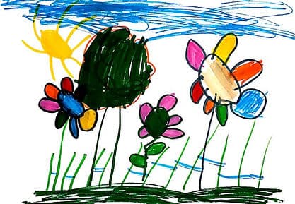 Desenho infantil de flores coloridas